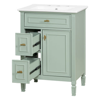 Modern Bathroom Vanity With Sink, Flip Drawer, 2 Drawers, Adjustable Shelf