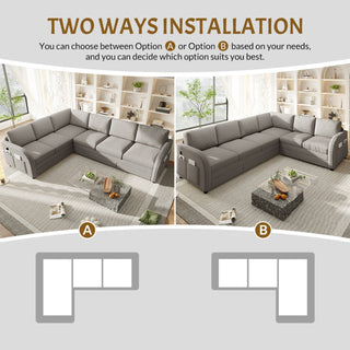 L-Shaped Couch With Pull-Out Bed, Convertible Sleeper Sofa With Side Pocket & USB Port