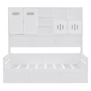 Daybed With All-In-One Cabinet And Shelf