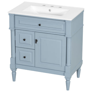 Modern Bathroom Vanity With Sink, Freestanding Cabinet With Flip Drawer & Adjustable Shelf