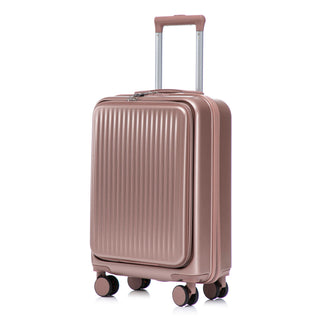 Luggage Set With Cosmetic Case, Combination Lock, Front Opening Design