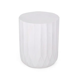 Outdoor End Table With Scallop Edge - Antique White