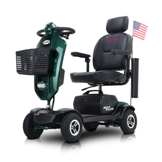 Max Plus - 4 Wheels Outdoor Compact Mobility Scooter With 2 Pieces X 20Ah Lead Acid Battery, 16 Miles, Cup Holders & USB Charger Port