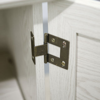 Sideboard Cabinet With Mirrored Doors, Adjustable Shelf, Metal Handles