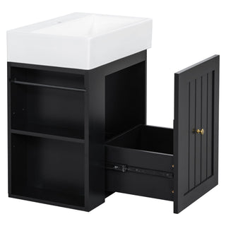Modern Bathroom Vanity With Sink, Storage Cabinet, Drawer & Side Shelf