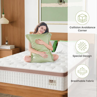 14", Firm Hybrid Mattress, Gel Memory Foam & Pocket Springs, Pressure Relief, Motion Isolation, Ergonomic Bed - White - King