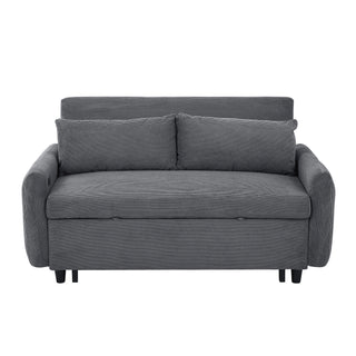 Pull-Out 2 Seat Modern Sleeper Sofa With 2 Throw Pillows And USB Ports