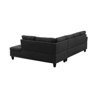 L - Shaped 3 Piece Sectional Sofa With Chaise, Storage Ottoman & Cup Holders