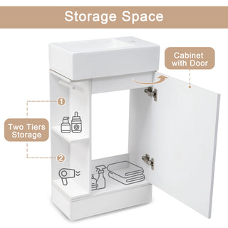 Modern Bathroom Vanity With Sink And 2 Tier Shelf