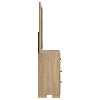 Merritt - 6 Drawer Dresser With Mirror - Light Oak
