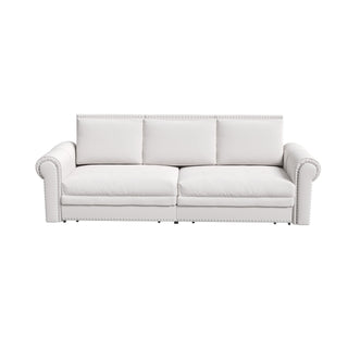 3 In 1 Convertible Sleeper Sofa With Nailhead Trim & Rolled Arm