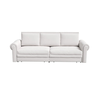 Pull Out Sofa Bed 3 In 1 Convertible Sleeper Sofa With Nailhead Trim & Rolled Arm, Multi Functional