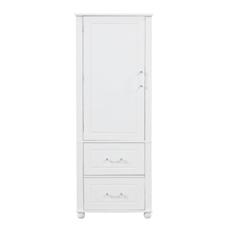 Tall Freestanding Bathroom Storage Cabinet With 2 Drawers And Adjustable Shelf