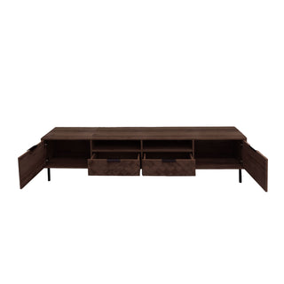TV Stand For TVs Up To 85" With Closed Storage, Soft Closing Hinges, Living Room Entertainment Center - Walnut