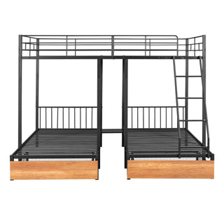 Triple Bunk Bed With Drawers And Guardrails
