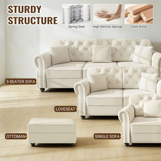 Sofa With Nailhead Trim And Rolled Armrests