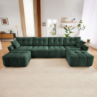 Sofa Set With Ottoman And Pillows, Textured, High Resilience Cushions