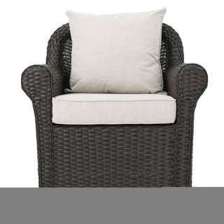 Amaya - Outdoor Swivel Rocker Chair With Water Resistant Cushions - Brown / Beige