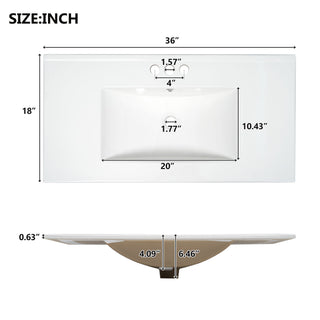 Shaker Free Standing Bathroom Vanity Cabinet & Sink, Soft Close Drawers, Soft Close Doors