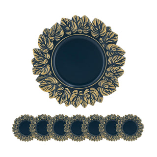 Plastic Charger Plate (Set of 8) - Blue / Gold