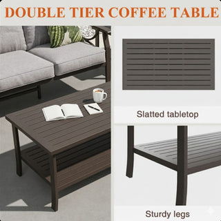 Patio Furniture Set, Coffee Table And Cushions For Backyard