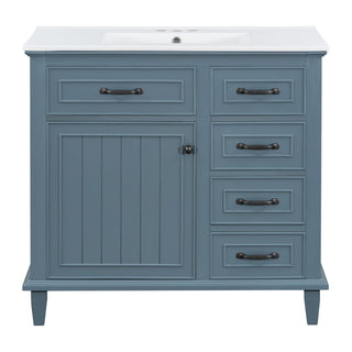 Modern Bathroom Vanity With Sink Top, Flip Drawers, Adjustable Shelf