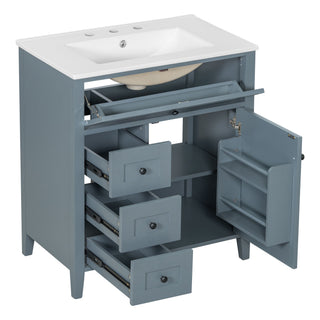 Modern Bathroom Vanity With Sink, 3 Drawers And Adjustable Shelf
