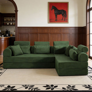 Modern L-Shape Modular Sectional Sofa, Compressed Design