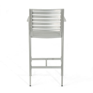 Outdoor Aluminum Rust Proof Barstools (Set of 2) - Silver