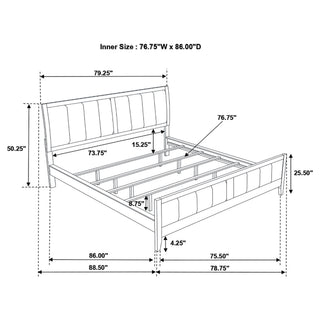 California King Upholstered Panel Bed With Headboard And Footboard - Cappuccino
