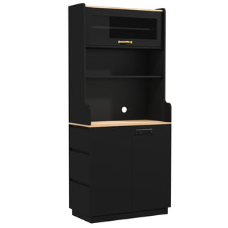 Pantry Cabinet With Hydraulic Flip Top And USB Charging Port