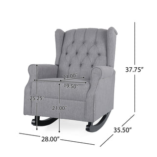 Sheila - Contemporary Fabric Tufted Wingback Rocking Chair - Gray