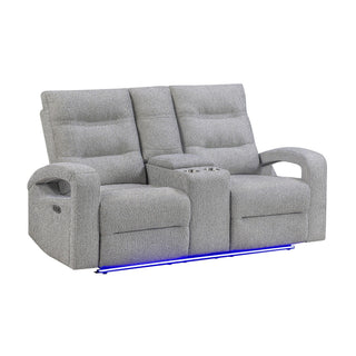 Isolde - Power Reclining Loveseat With LED Lighting - Gray