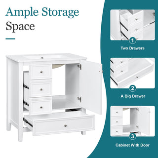 Modern Bathroom Vanity With Sink, 1 Cabinet & 3 Drawers