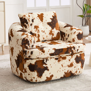 Modern Swivel Barrel Chair With Dual-Layer Cushion