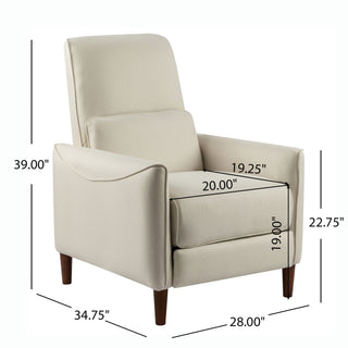 Upholstered Push Recliner Chair With Rubber Wood Legs For Living Room