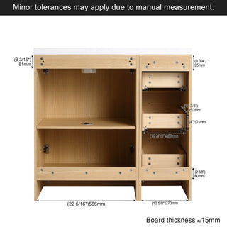 Freestanding Bathroom Vanity Set With Tall Linen Cabinet, 3 Drawers And Large Storage, Single Sink