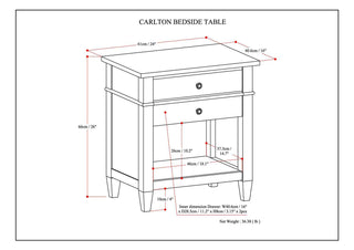Carlton - Bedside Table - Rustic Natural Aged Brown