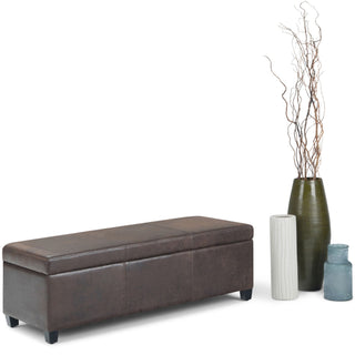 Avalon - Storage Ottoman Bench - Distressed Brown