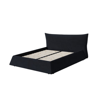 Upholstered Platform Bed With Special Shaped Headboard