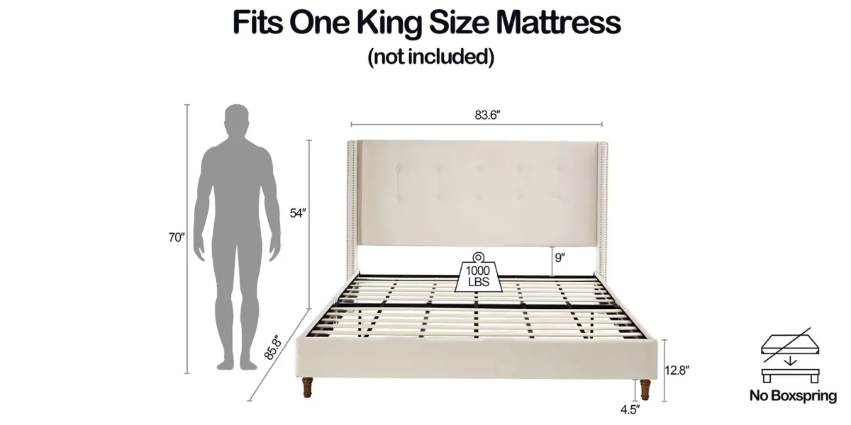 Peyton Upholstered Platform Bed 54" High Headboard - Image 7