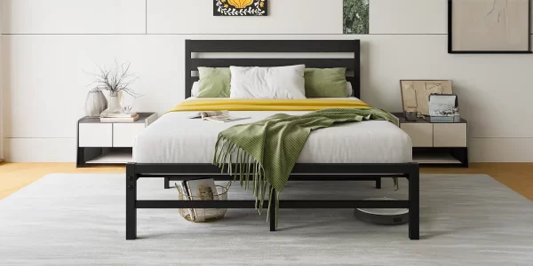 Platform_Bed_Frame_with_Rustic_Vintage_Wood_Headboard_01